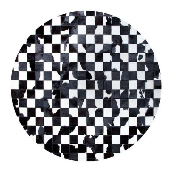 Covor din piele naturală Pipsa Black & White, ⌀ 100 cm