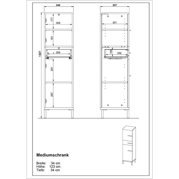 Dulap de baie gri-bej cu aspect de nuc 34x123 cm Yonkers - Germania-image-4