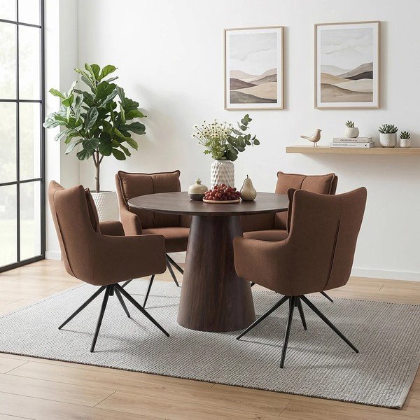 Scaune de dining grej cu cotiere 2 buc. din material textil Jonas – Støraa-image-3