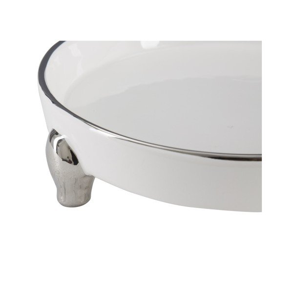 Bol decorativ din ceramică Mauro Ferretti Tasche Pin, alb-argintiu-image-1