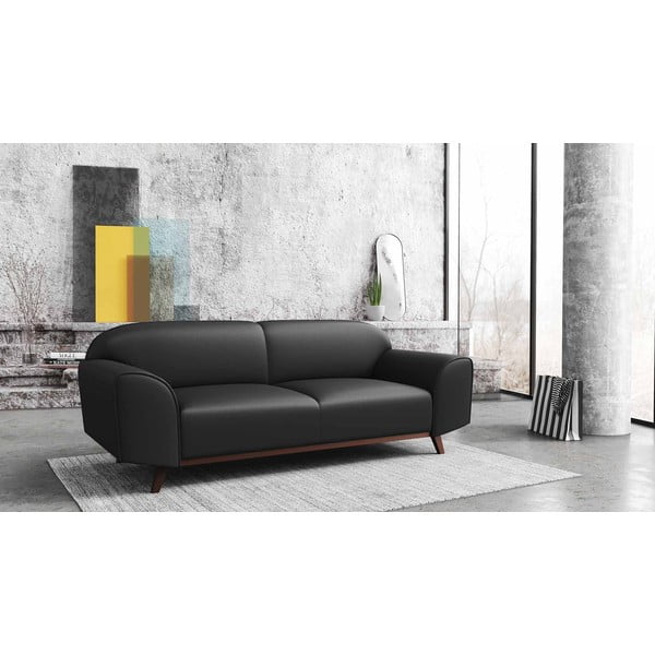 Canapea gri închis cu tapițerie din piele 193 cm Nesbo – MESONICA-image-1
