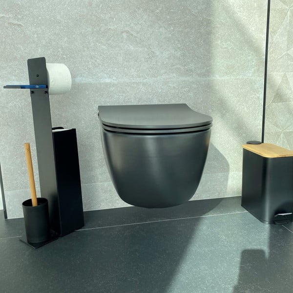 Coș de gunoi negru mat cu pedală din oțel 5 l   Erik – Spirella-image-2