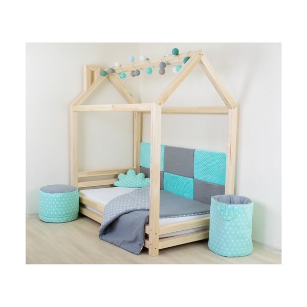 Pat din lemn lăcuit de molid pentru copii Benlemi Happy, 120 x 200 cm-image-4