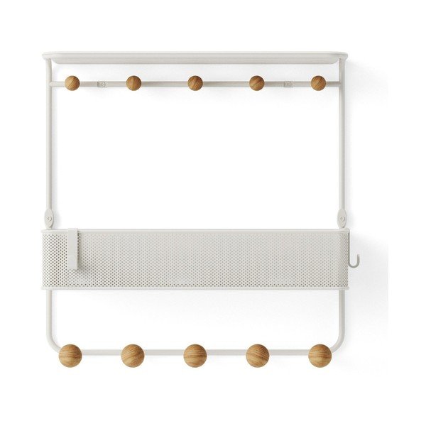 Cuier de perete alb/în culoare naturală cu raft din metal Estique – Umbra