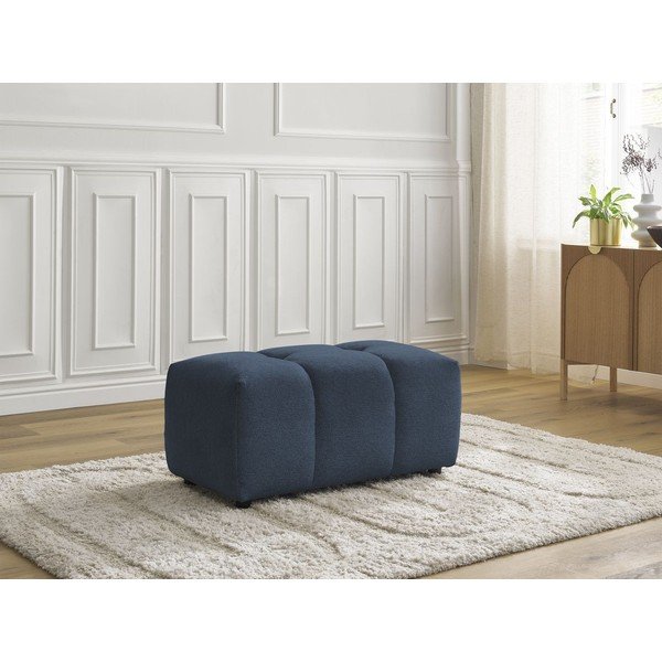 Taburet albastru cu tapițerie din chenille Roxelane – Bobochic Paris-image-1