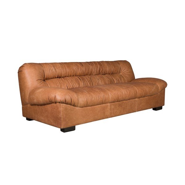 Canapea maro coniac cu tapițerie din piele 214 cm Douglas – Dutchbone-image-2