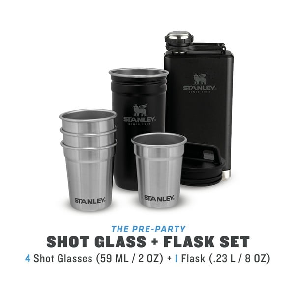 Set sticlă și pahare de tărie negru 6 buc. din oțel inoxidabil 250 ml Adventure Black – Stanley-image-2
