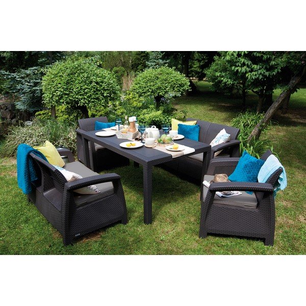 Set mobilier de grădină Keter Fiesta, gri-image-1