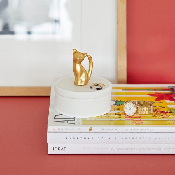 Recipient din porțelan pentru bijuterii Balvi Cat, alb-image-1