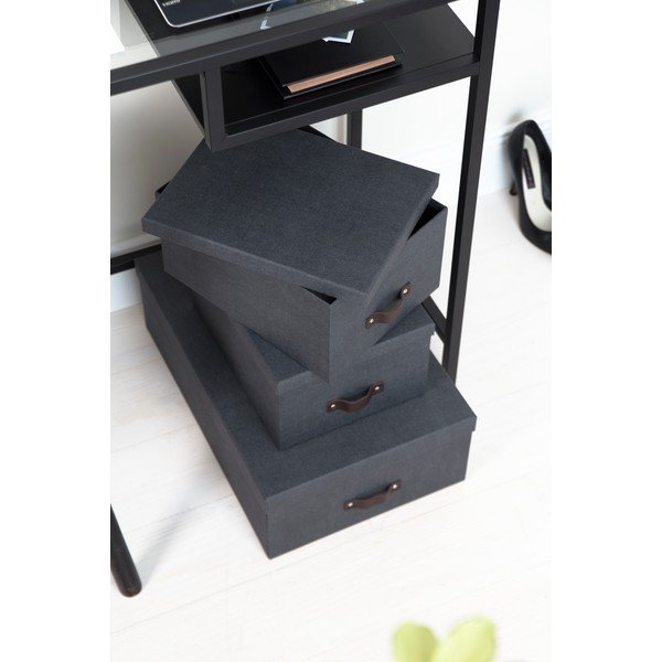 Set 3 cutii de depozitare Bigso Box of Sweden Inge, negru-image-1