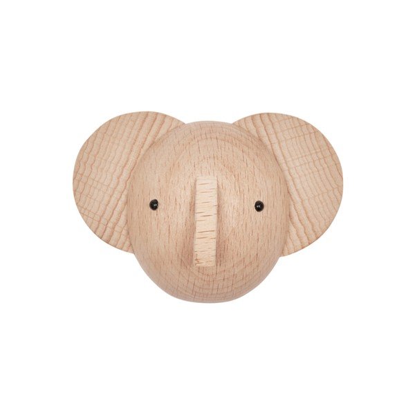 Cârlig în culoare naturală de montat pe perete din lemn de fag Elephant – OYOY Mini