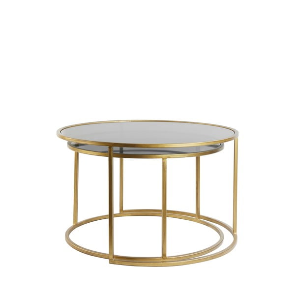 Măsuțe de cafea rotunde din sticlă în set de 2 buc. în auriu ø 75 cm Duarte - Light & Living-image-2