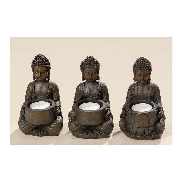 Set 3 suporturi pentru lumânări Boltze Buddha