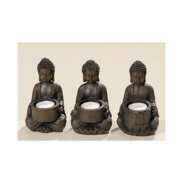 Set 3 suporturi pentru lumânări Boltze Buddha