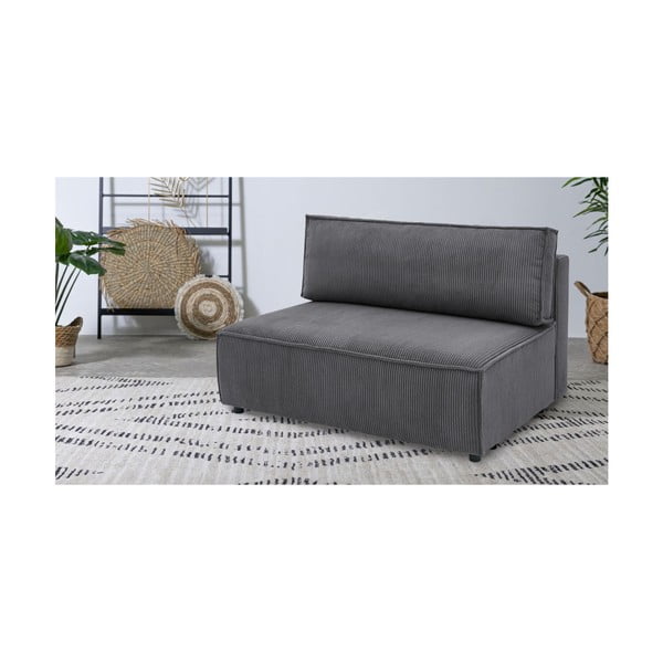 Modul pentru canapea gri închis cu tapițerie din catifea reiată  (de mijloc) Nihad modular – Bobochic Paris-image-1