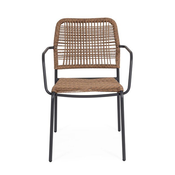 Scaun de grădină gri închis/în culoare naturală din metal Jable – Bizzotto-image-2
