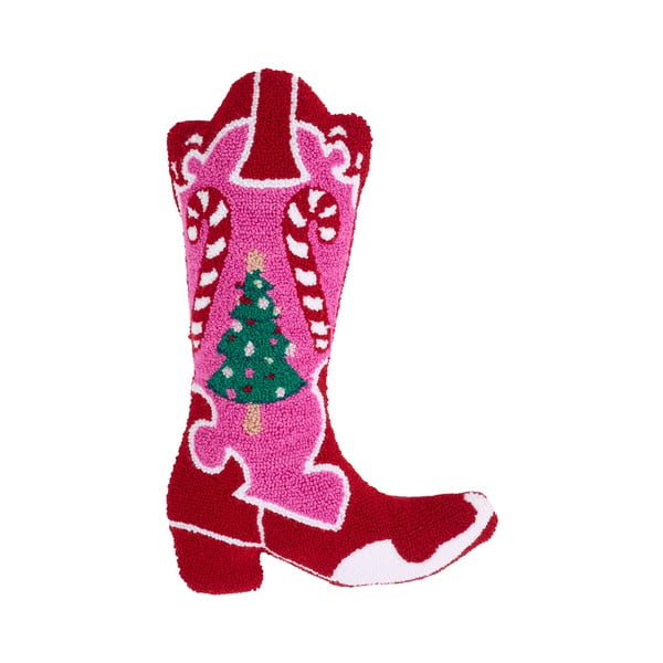 Pernă decorativă din material bouclé 48x35 cm  cu model de Crăciun Santa's Howdy Christmas Boot – Catherine Lansfield