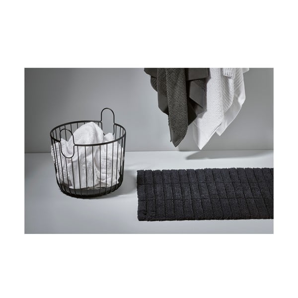 Covoraș din bumbac pentru baie Zone Tiles, 50 x 80 cm, negru-image-1