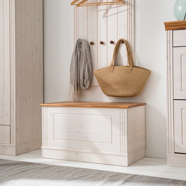 Cufăr alb din lemn de pin 80x45 cm Anita – Støraa-image-1