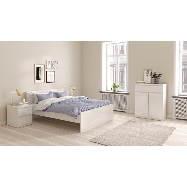 Pat matrimonial alb din  placă aglomerată de lemn fără somieră 140x200 cm Naia – Tvilum-image-1
