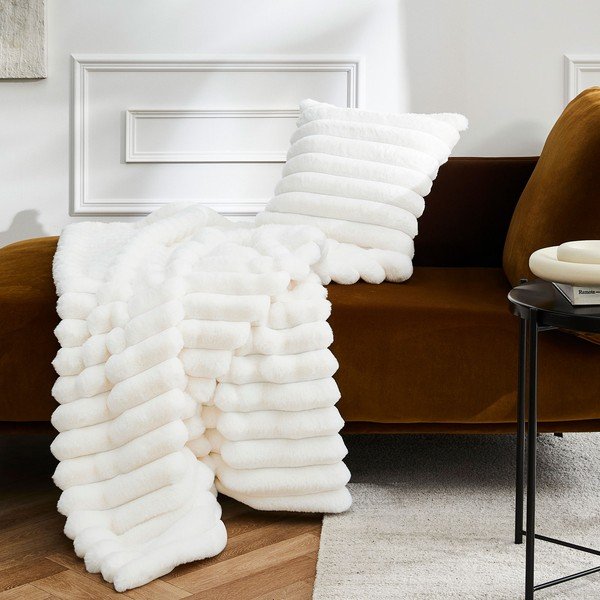 Pătură crem din micropluș/cocolino 180x220 cm Boudoir – douceur d'intérieur-image-2