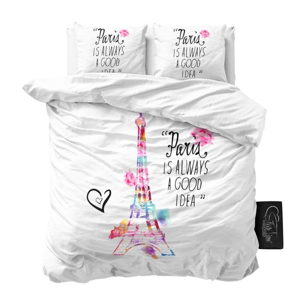 Lenjerie de pat din micropercal Sleeptime Paris, 200 x 220 cm, alb