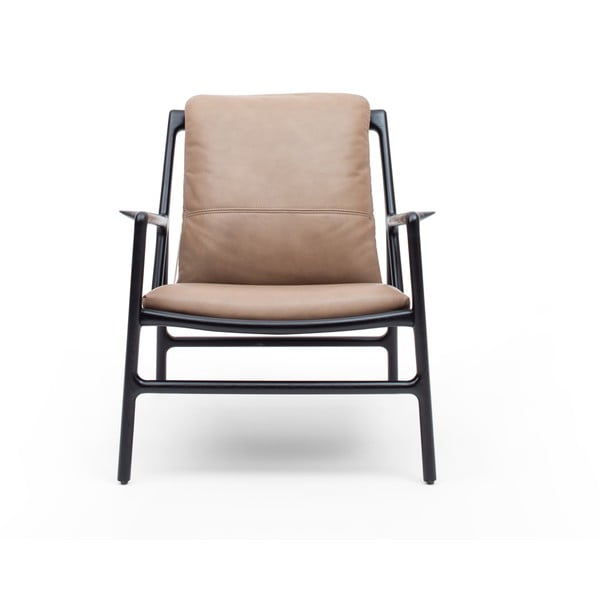 Fotoliu negru-bej cu tapițerie din piele Dedo – Gazzda-image-2