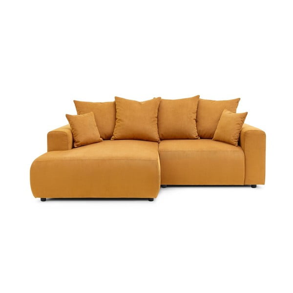 Colțar galben ocru cu tapițerie din catifea Enjoy – Bobochic Paris