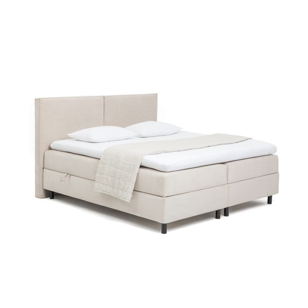 Pat boxspring bej cu spațiu de depozitare 180x200 cm Elva Bold – Bonami Selection