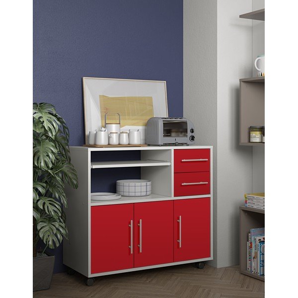Comodă cu roți Symbiosis Marius, roșu-image-1