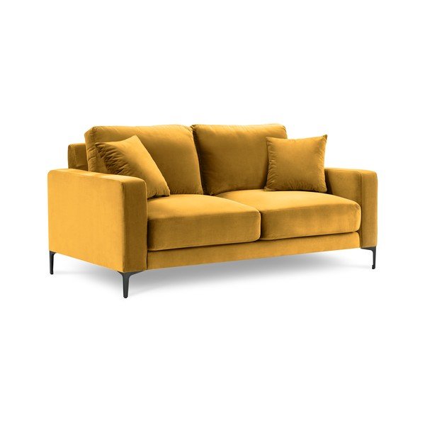 Canapea cu tapițerie din catifea Kooko Home Harmony, 158 cm, galben-image-3