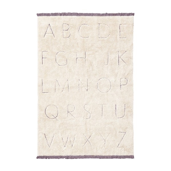 Covor pentru copii crem lavabil/țesut manual din bumbac 90x130 cm ABC – Lorena Canals