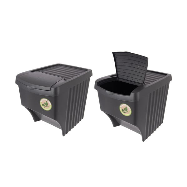 Coșuri de gunoi negre 3 buc. pentru reciclare 3x22 l din plastic – Orion-image-2