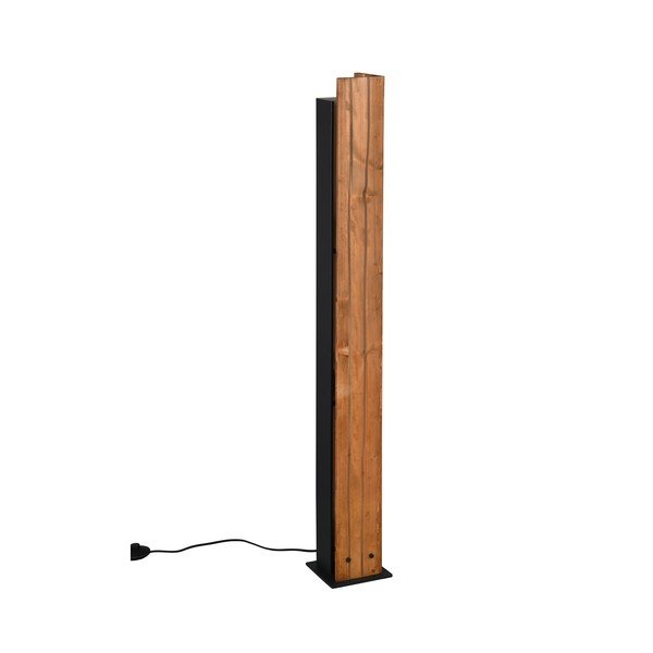 Lampadar negru/în culoare naturală cu abajur din lemn (înălțime 121 cm) Karuni – Trio-image-3