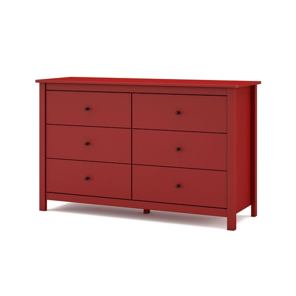 Comodă roșie joasă din lemn de pin 130x80 cm Misti – Marckeric-image-3