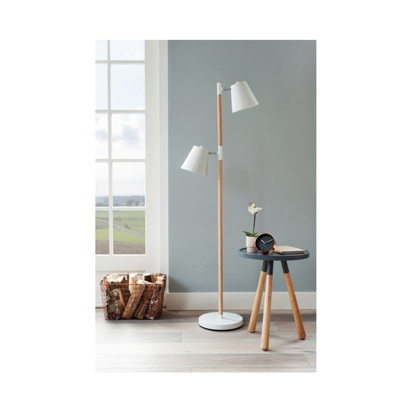 Lampadar cu detalii din lemn Leitmotiv Rubi, alb-image-2