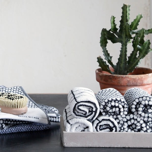 Prosop alb din bumbac 50x100 cm Tile Stone – Mette Ditmer Denmark-image-3
