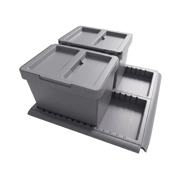 Coș de gunoi gri pentru reciclare/ încorporat 2x12 l din plastic Metropolis Flip-up – Elletipi