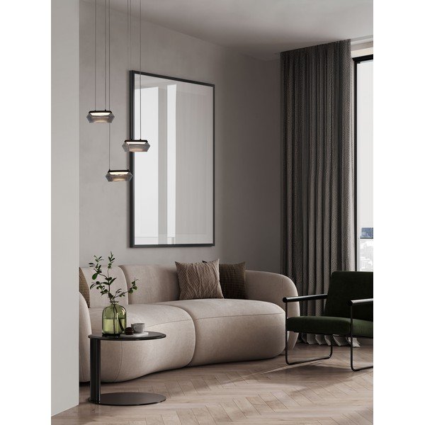 Lustră negru-mat LED cu intensitate reglabilă din sticlă ø 35 cm Jailyn – Nova Luce-image-1