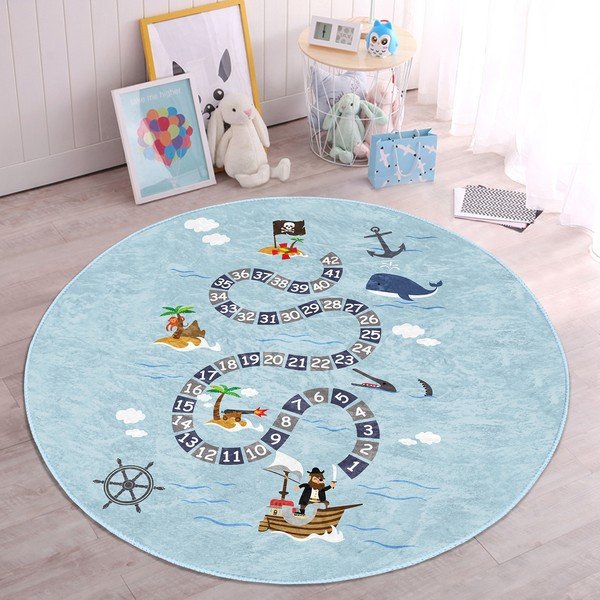Covor pentru copii albastru deschis ø 80 cm Comfort – Mila Home-image-2