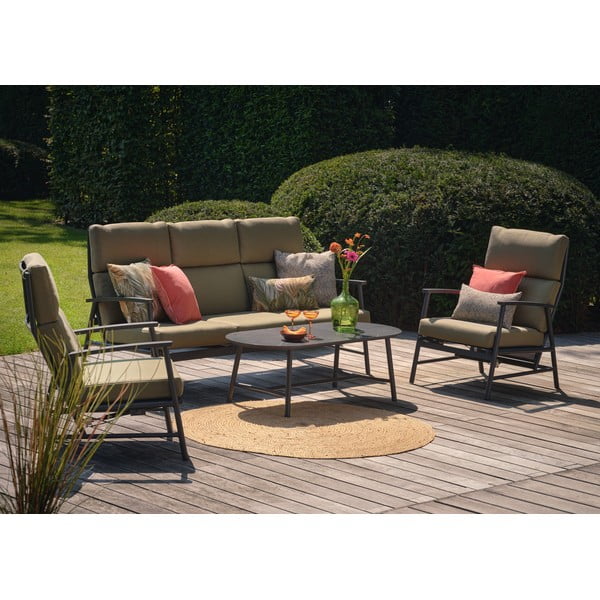 Set mobilier de grădină verde din aluminiu pentru 5 persoane Flora – Hartman-image-1