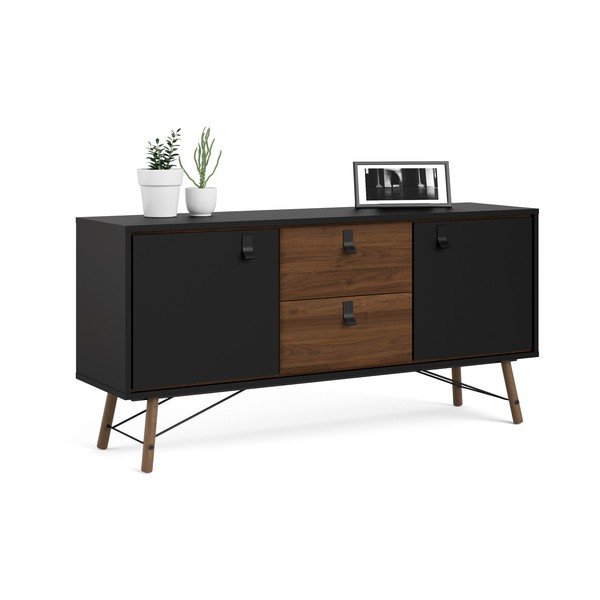 Comodă neagră cu aspect de lemn de nuc 150x72x40 cm Ry – Tvilum-image-4