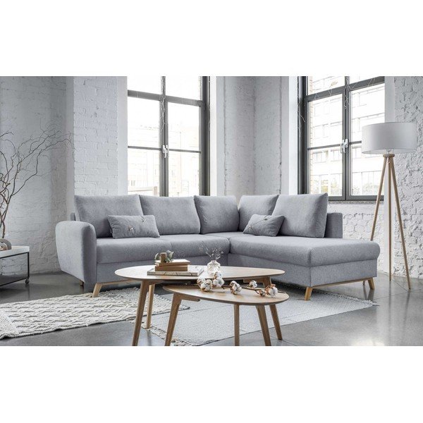 Colțar extensibil cu șezlong pe partea dreaptă Miuform Scandic Lagom L, gri deschis-image-3