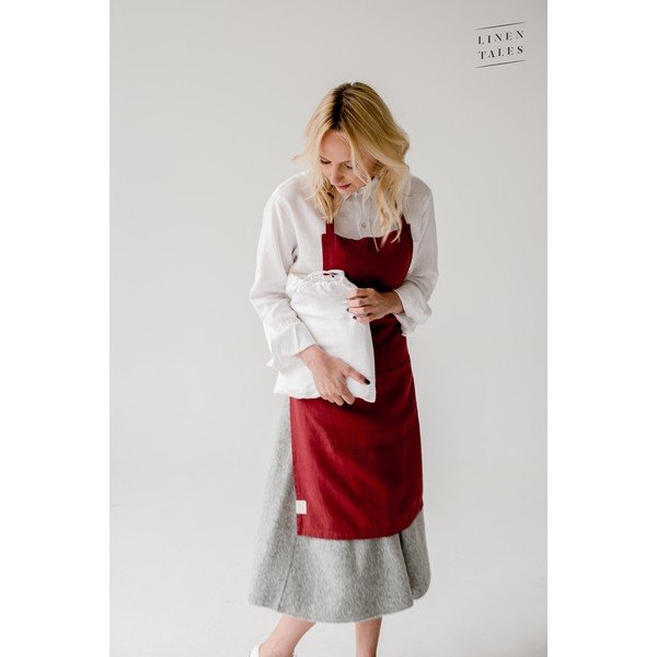 Șorț de bucătărie din in Linen Tales Daily Apron, 80 x 55 cm, roșu-image-2