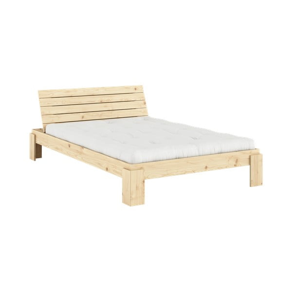 Pat matrimonial în culoare naturală din lemn de pin cu somieră 140x200 cm Layers – Karup Design-image-3