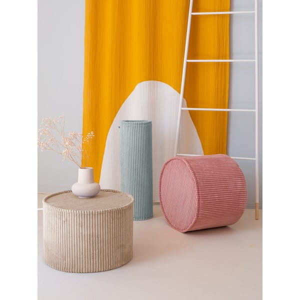 Puf de copii roz cu tapițerie din catifea reiată – Wigiwama-image-1