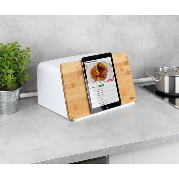 Recipient pentru pâine cu capac din bambus Wenko Kubo, alb-image-2