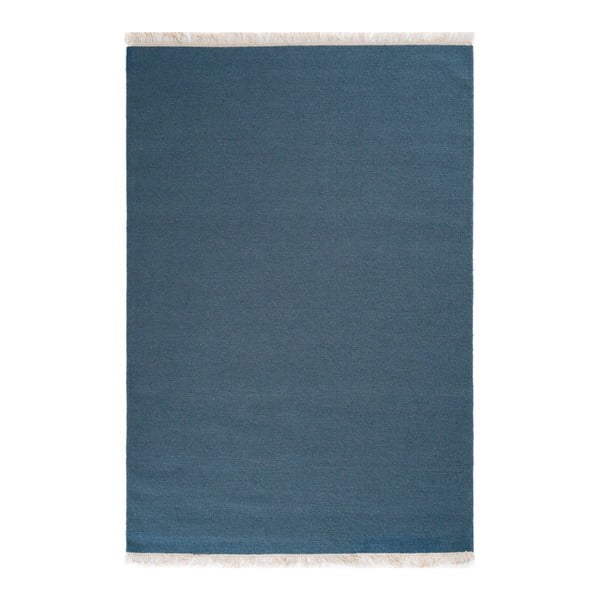 Covor de lână țesut manual Linie Design Solid, 200 x 300 cm, albastru 