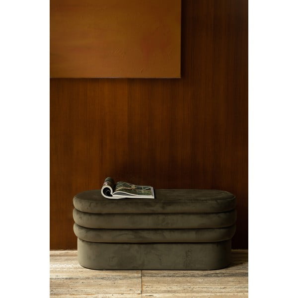 Bancă kaki cu tapițerie din catifea Aditi – Dutchbone-image-1