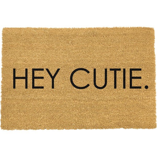 Covoraș intrare din fibre de cocos Artsy Doormats Hey Cutie, 40 x 60 cm, negru